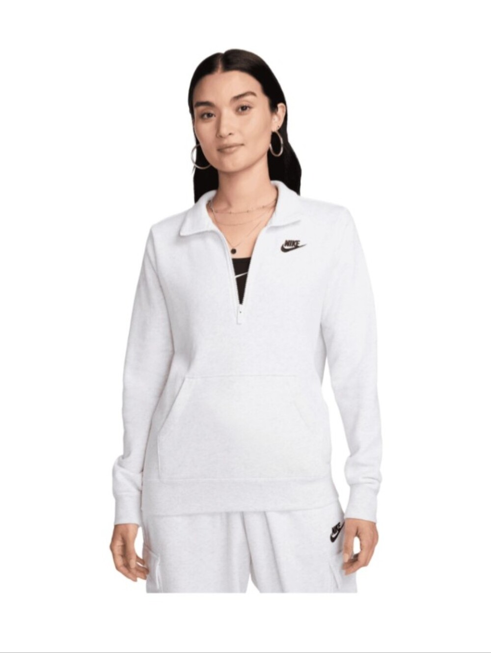 Nike Women's White Quarter-Zip Pullover Hoodie